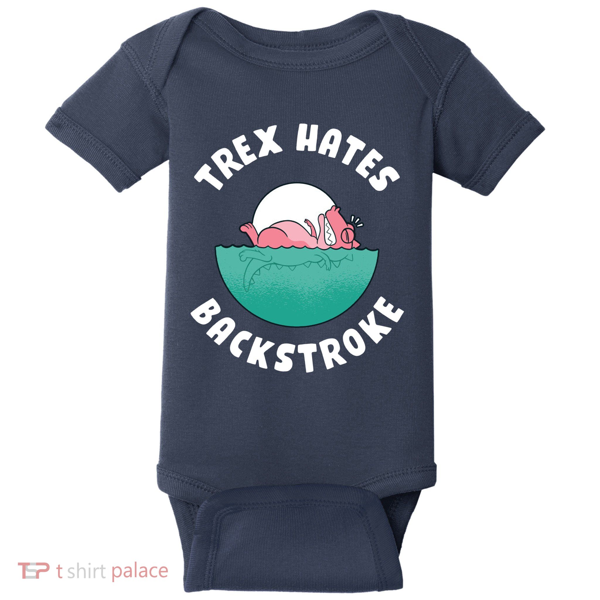 Trex Hates Backstroke Baby Bodysuit