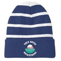 Trex Hates Backstroke Striped Beanie with Solid Band