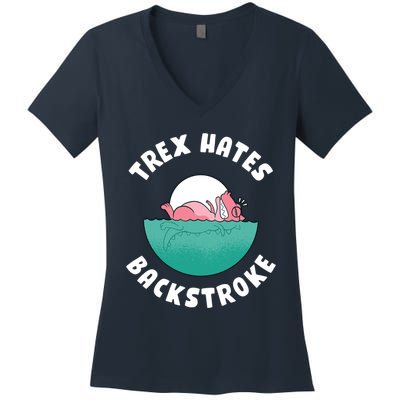Trex Hates Backstroke Women's V-Neck T-Shirt
