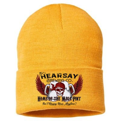 ThatS Hearsay Brewing Co Home Of The Mega Pint Funny Skull Sustainable Knit Beanie