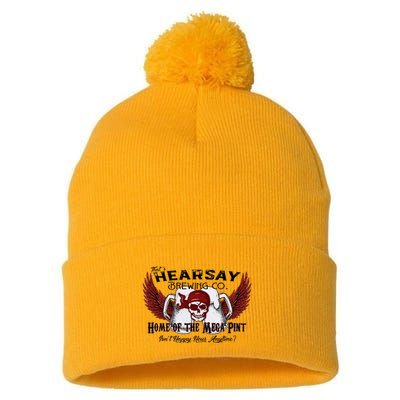 ThatS Hearsay Brewing Co Home Of The Mega Pint Funny Skull Pom Pom 12in Knit Beanie