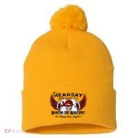 ThatS Hearsay Brewing Co Home Of The Mega Pint Funny Skull Pom Pom 12in Knit Beanie