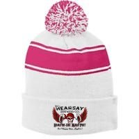 ThatS Hearsay Brewing Co Home Of The Mega Pint Funny Skull Stripe Pom Pom Beanie