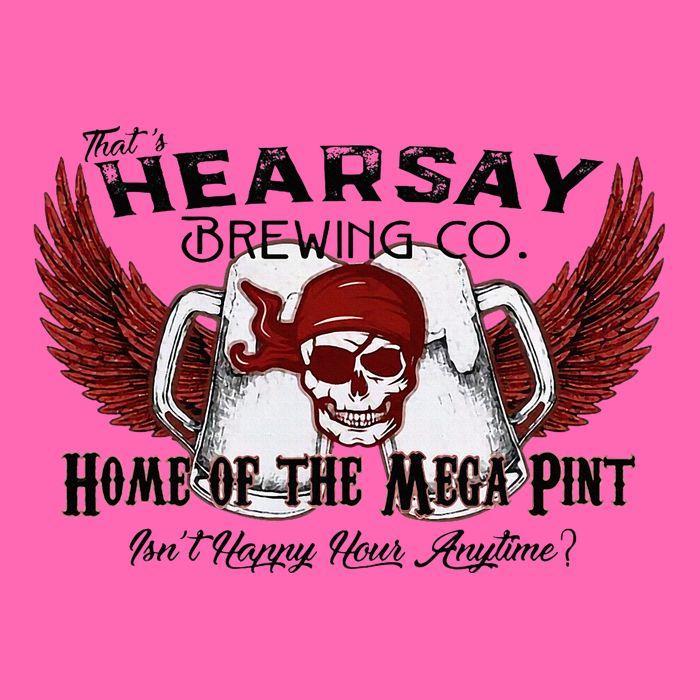 ThatS Hearsay Brewing Co Home Of The Mega Pint Funny Skull Stripe Pom Pom Beanie
