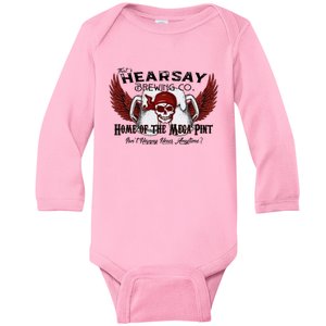 ThatS Hearsay Brewing Co Home Of The Mega Pint Funny Skull Baby Long Sleeve Bodysuit