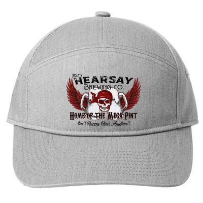 ThatS Hearsay Brewing Co Home Of The Mega Pint Funny Skull 7-Panel Snapback Hat
