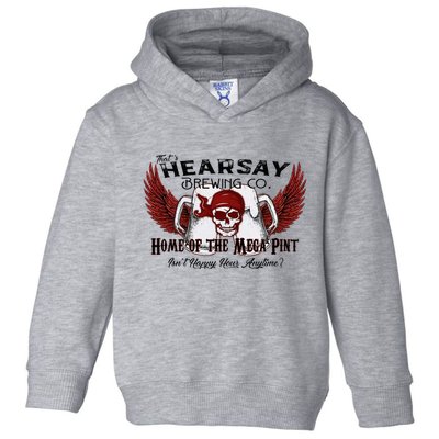 ThatS Hearsay Brewing Co Home Of The Mega Pint Funny Skull Toddler Hoodie