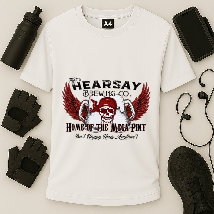 ThatS Hearsay Brewing Co Home Of The Mega Pint Funny Skull Cooling Performance Crew T-Shirt