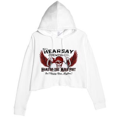 ThatS Hearsay Brewing Co Home Of The Mega Pint Funny Skull Crop Fleece Hoodie