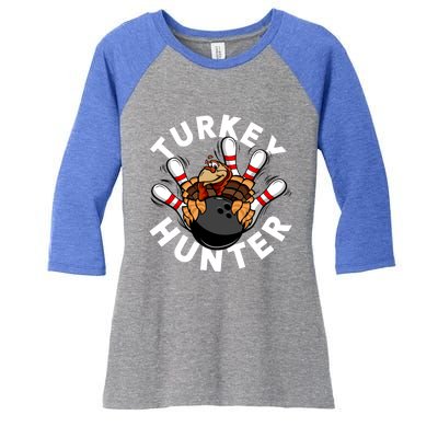 Turkey Hunter Bowling Meaningful Gift Women's Tri-Blend 3/4-Sleeve Raglan Shirt