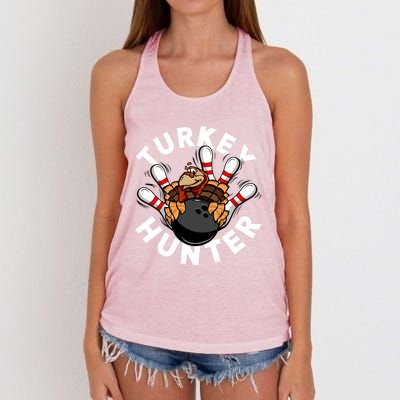 Turkey Hunter Bowling Meaningful Gift Women's Knotted Racerback Tank