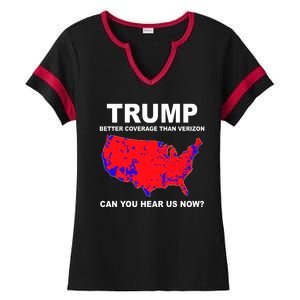 Trump Has Better Coverage Than Verizon Red Wave Us Map Ladies Halftime Notch Neck Tee