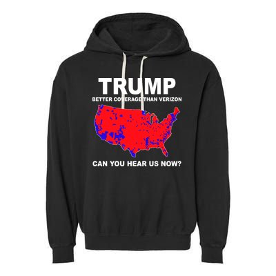 Trump Has Better Coverage Than Verizon Red Wave Us Map Garment-Dyed Fleece Hoodie