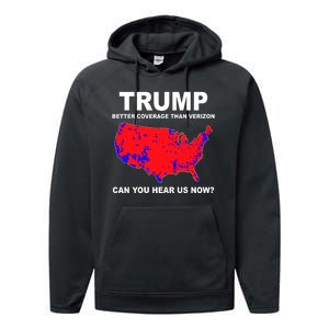 Trump Has Better Coverage Than Verizon Red Wave Us Map Performance Fleece Hoodie