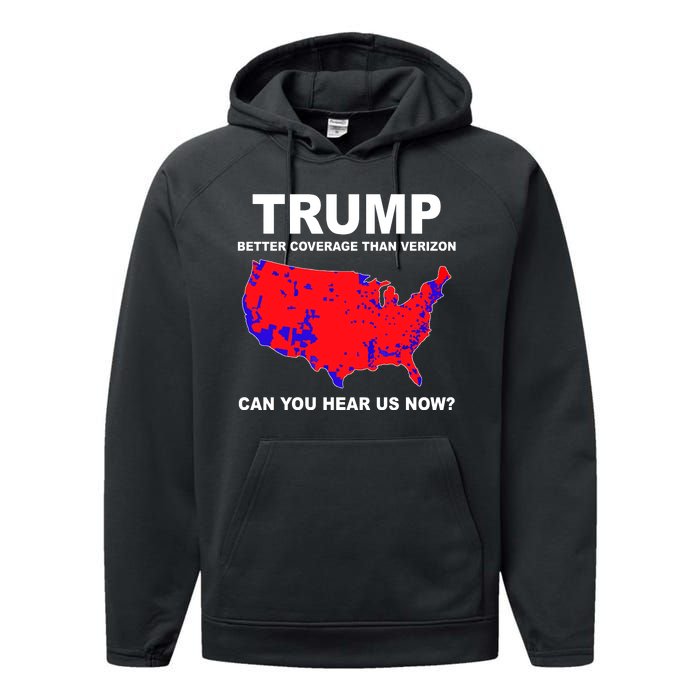 Trump Has Better Coverage Than Verizon Red Wave Us Map Performance Fleece Hoodie