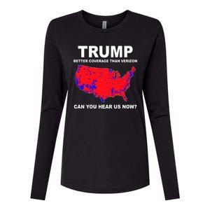 Trump Has Better Coverage Than Verizon Red Wave Us Map Womens Cotton Relaxed Long Sleeve T-Shirt