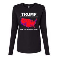 Trump Has Better Coverage Than Verizon Red Wave Us Map Womens Cotton Relaxed Long Sleeve T-Shirt