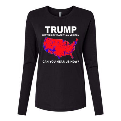 Trump Has Better Coverage Than Verizon Red Wave Us Map Womens Cotton Relaxed Long Sleeve T-Shirt