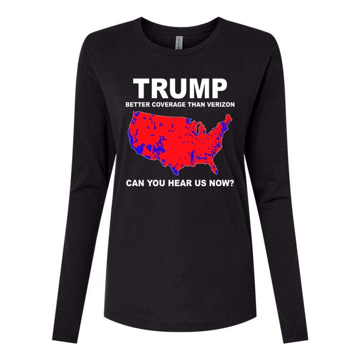 Trump Has Better Coverage Than Verizon Red Wave Us Map Womens Cotton Relaxed Long Sleeve T-Shirt