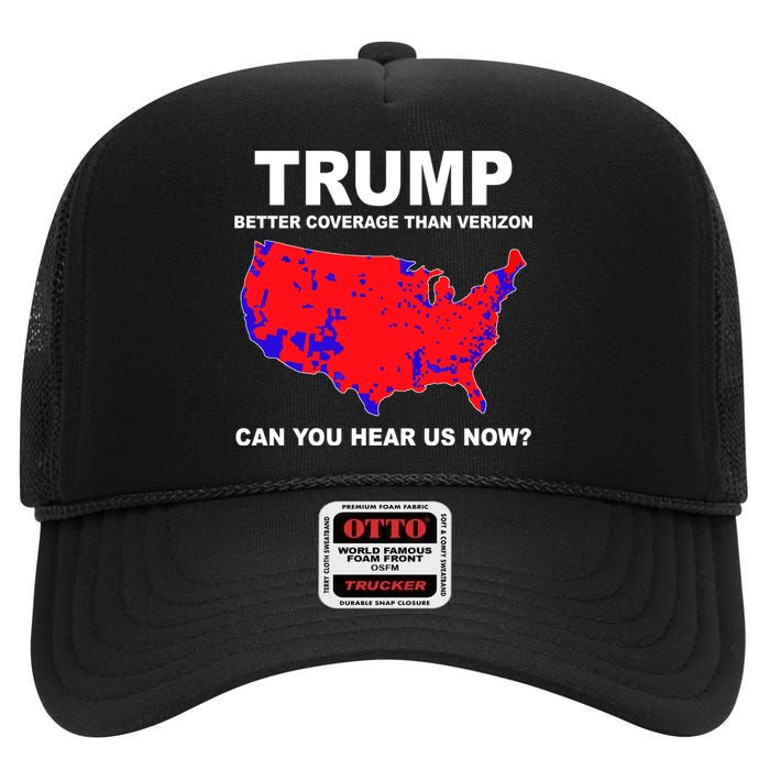 Trump Has Better Coverage Than Verizon Red Wave Us Map High Crown Mesh Back Trucker Hat