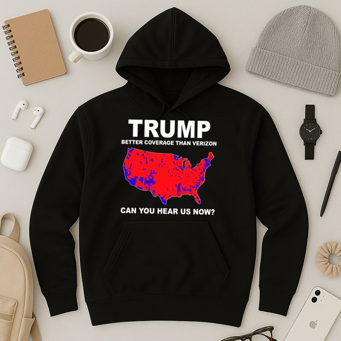 Trump Has Better Coverage Than Verizon Red Wave Us Map Hoodie