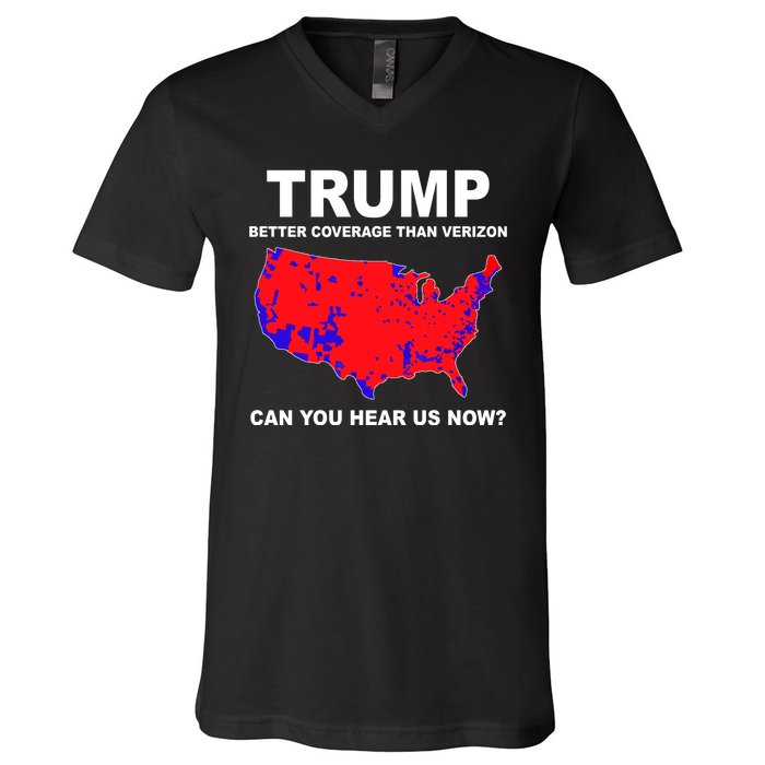 Trump Has Better Coverage Than Verizon Red Wave Us Map V-Neck T-Shirt