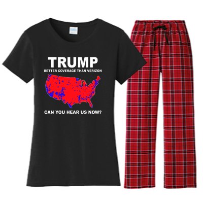 Trump Has Better Coverage Than Verizon Red Wave Us Map Women's Flannel Pajama Set