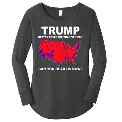 Trump Has Better Coverage Than Verizon Red Wave Us Map Women's Perfect Tri Tunic Long Sleeve Shirt