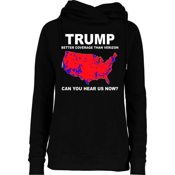 Trump Has Better Coverage Than Verizon Red Wave Us Map Womens Funnel Neck Pullover Hood