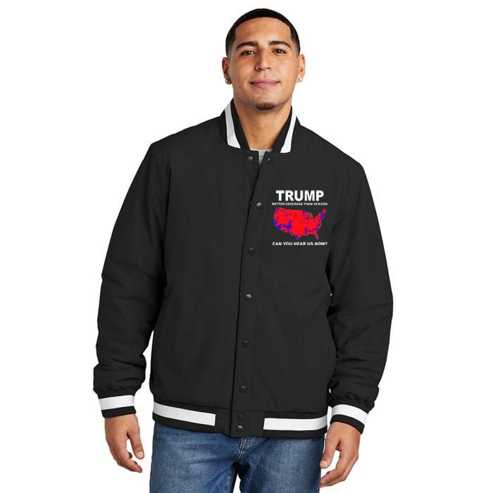 Trump Has Better Coverage Than Verizon Red Wave Us Map Insulated Varsity Jacket