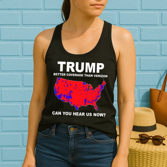 Trump Has Better Coverage Than Verizon Red Wave Us Map Womens Tank Top