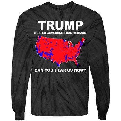Trump Has Better Coverage Than Verizon Red Wave Us Map Tie-Dye Long Sleeve Shirt