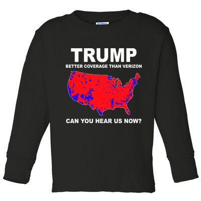 Trump Has Better Coverage Than Verizon Red Wave Us Map Toddler Long Sleeve Shirt
