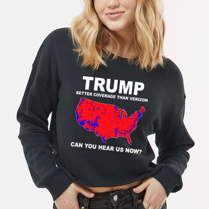 Trump Has Better Coverage Than Verizon Red Wave Us Map Cropped Pullover Crew