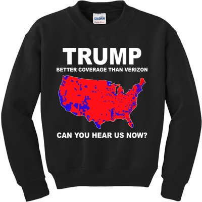 Trump Has Better Coverage Than Verizon Red Wave Us Map Kids Sweatshirt