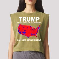 Trump Has Better Coverage Than Verizon Red Wave Us Map Garment-Dyed Women's Muscle Tee