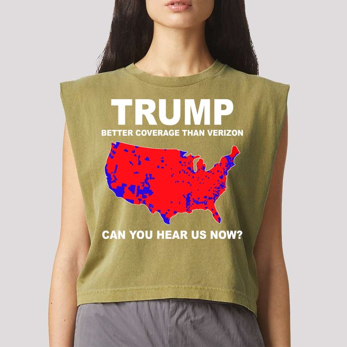 Trump Has Better Coverage Than Verizon Red Wave Us Map Garment-Dyed Women's Muscle Tee