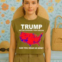 Trump Has Better Coverage Than Verizon Red Wave Us Map Garment-Dyed Women's Muscle Tee