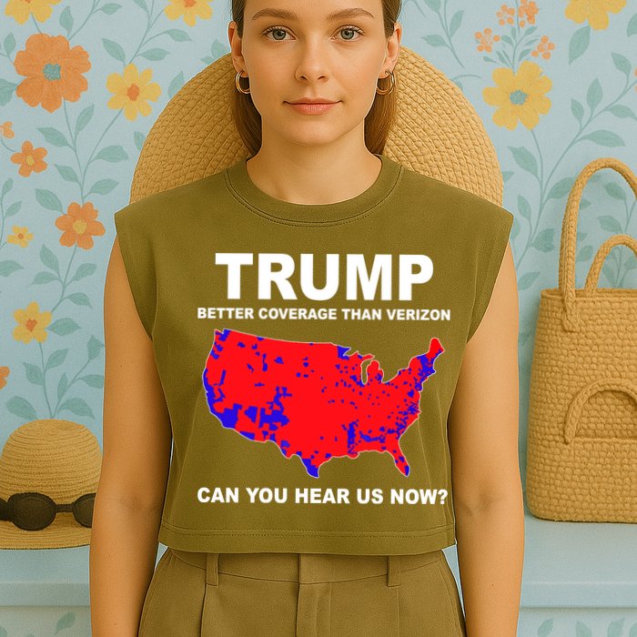 Trump Has Better Coverage Than Verizon Red Wave Us Map Garment-Dyed Women's Muscle Tee
