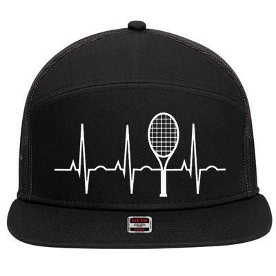 Tennis Heartbeat Best Tennis Gift for Players Fans 7 Panel Mesh Trucker Snapback Hat