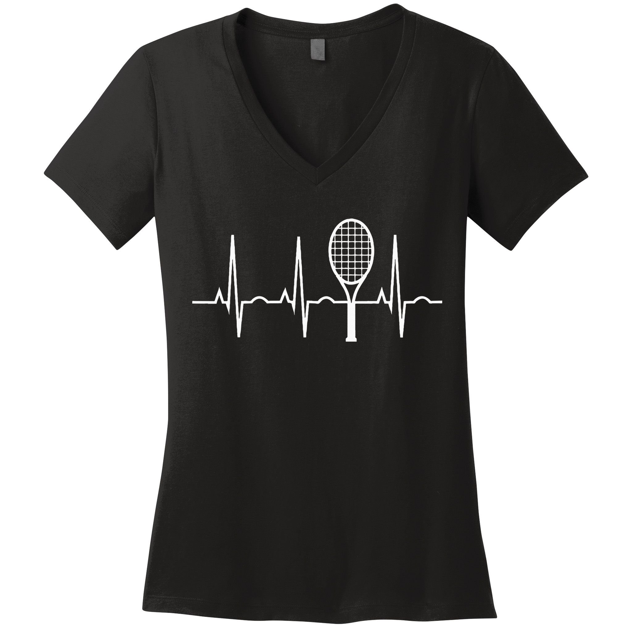 Tennis Heartbeat Best Tennis Gift for Players Fans Women's V-Neck T-Shirt