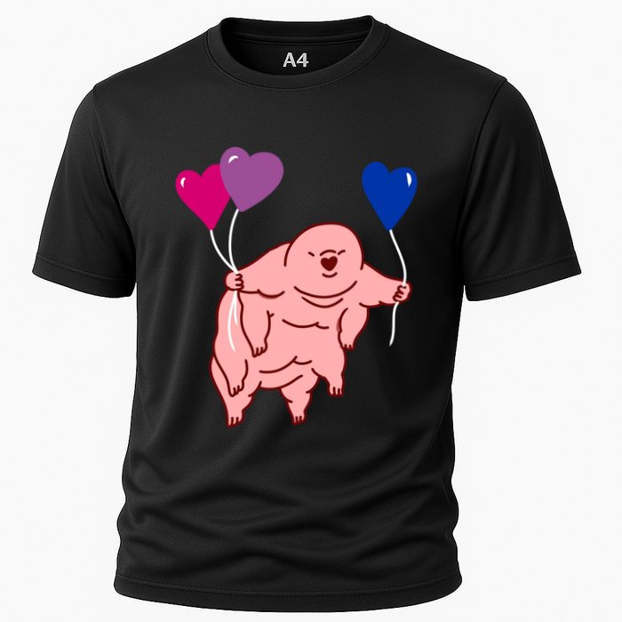 Tardigrade Heart Balloon Bisexual Pride Gift Cooling Performance Crew T-Shirt