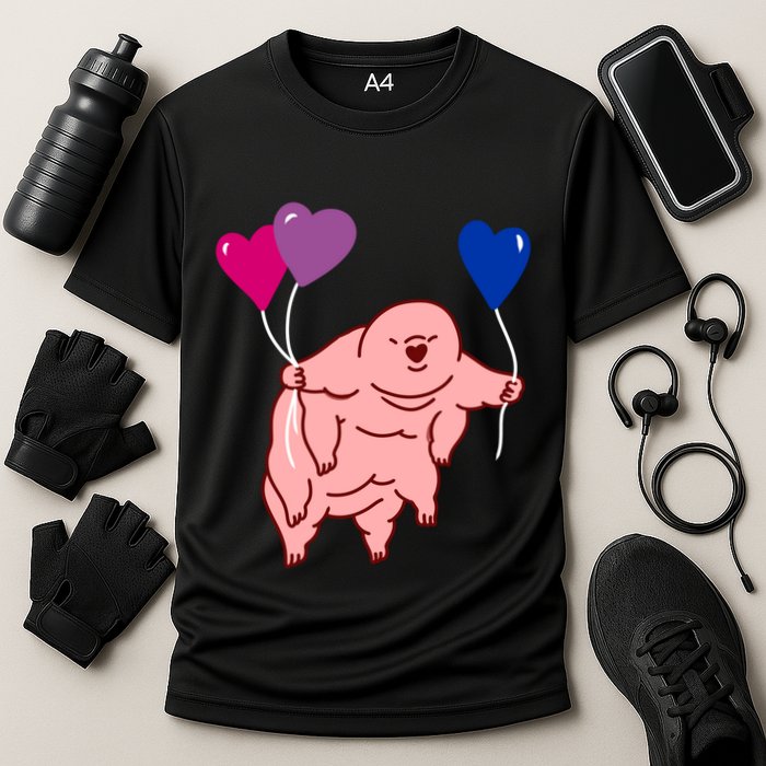 Tardigrade Heart Balloon Bisexual Pride Gift Cooling Performance Crew T-Shirt