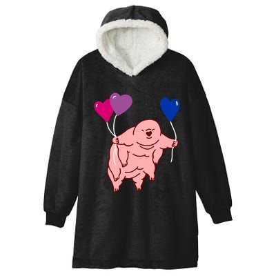 Tardigrade Heart Balloon Bisexual Pride Gift Hooded Wearable Blanket