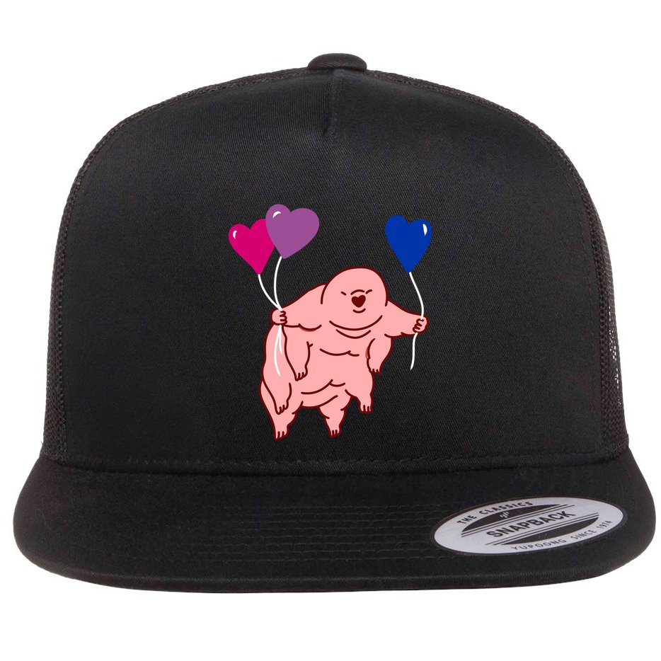 Tardigrade Heart Balloon Bisexual Pride Gift Flat Bill Trucker Hat