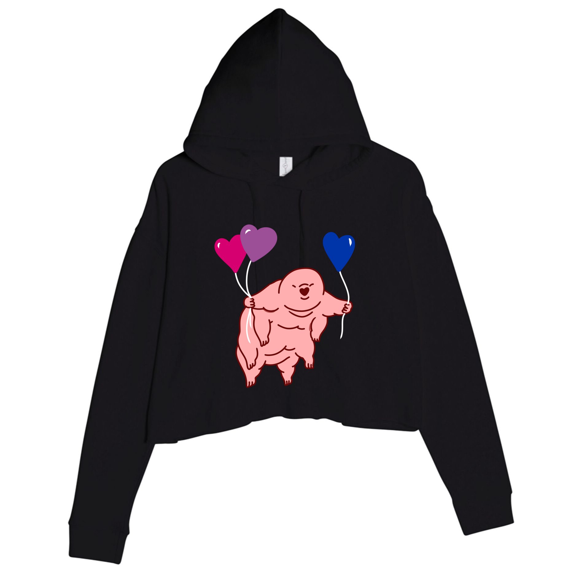 Tardigrade Heart Balloon Bisexual Pride Gift Crop Fleece Hoodie