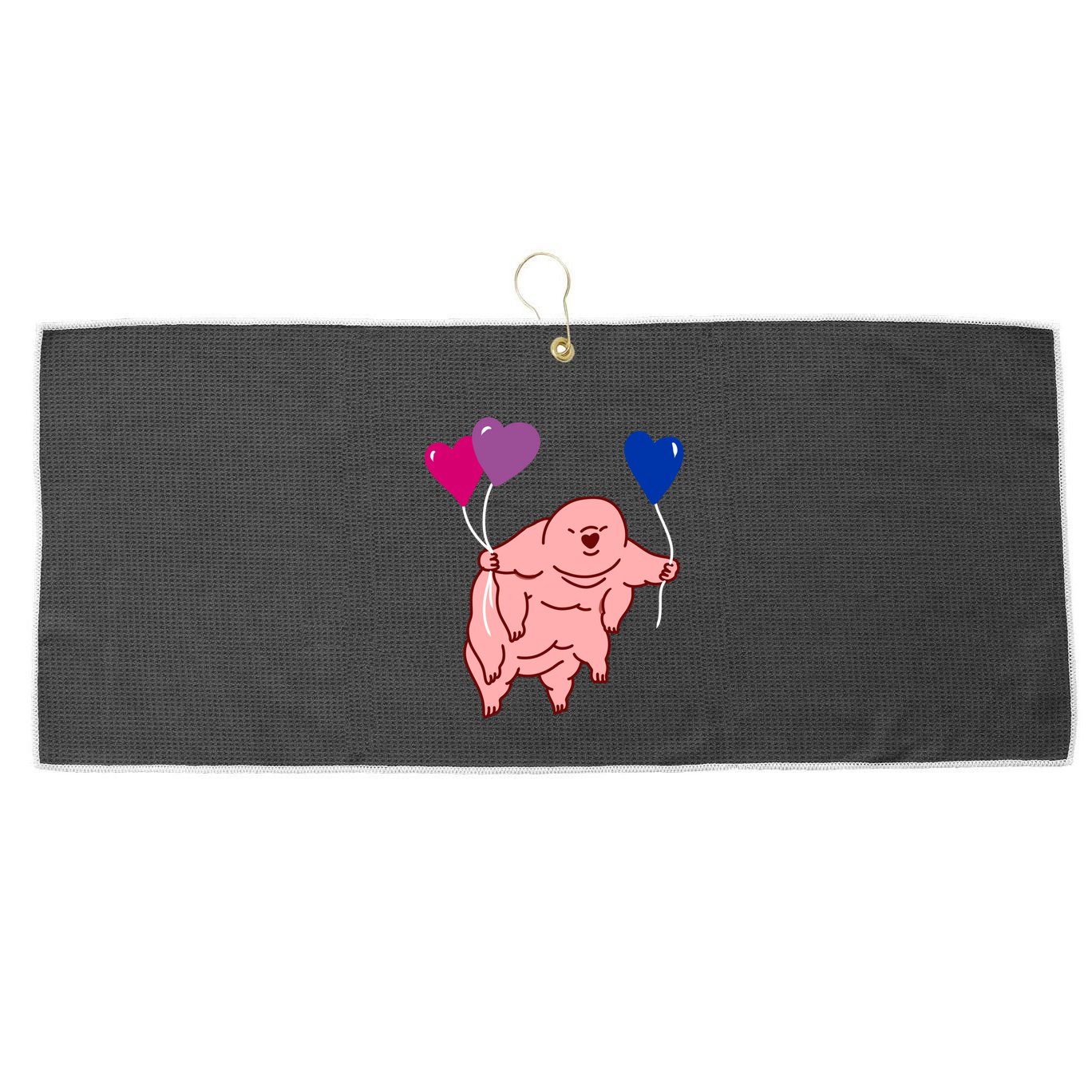 Tardigrade Heart Balloon Bisexual Pride Gift Large Microfiber Waffle Golf Towel