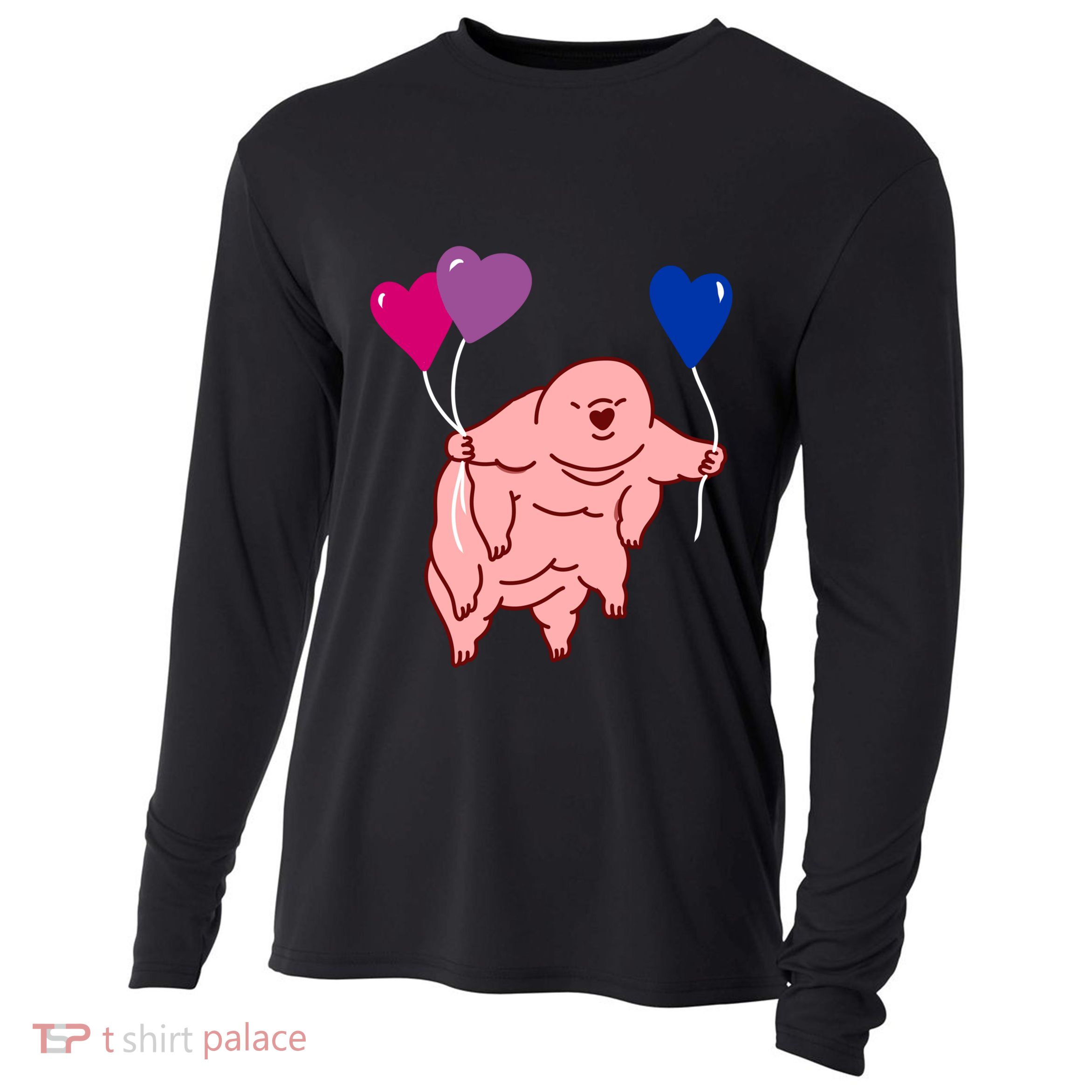 Tardigrade Heart Balloon Bisexual Pride Gift Cooling Performance Long Sleeve Crew