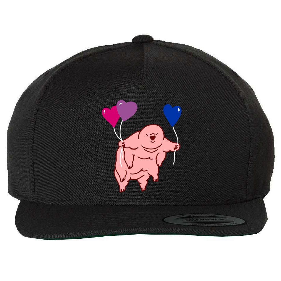 Tardigrade Heart Balloon Bisexual Pride Gift Wool Snapback Cap