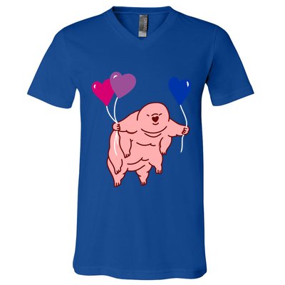 Tardigrade Heart Balloon Bisexual Pride Gift V-Neck T-Shirt